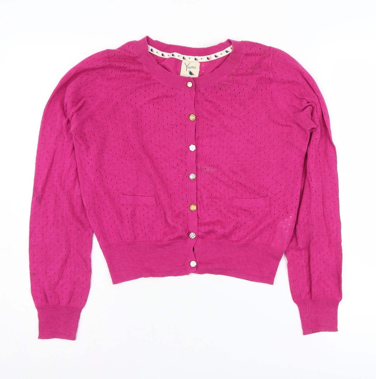 Yumi Women's Pink Cardigan, Size 10, Button Front