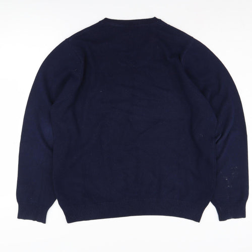 Marks and Spencer Men's Blue V-Neck Pullover Jumper L
