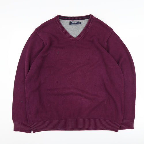 Maine New England Men's Purple V-Neck Jumper L