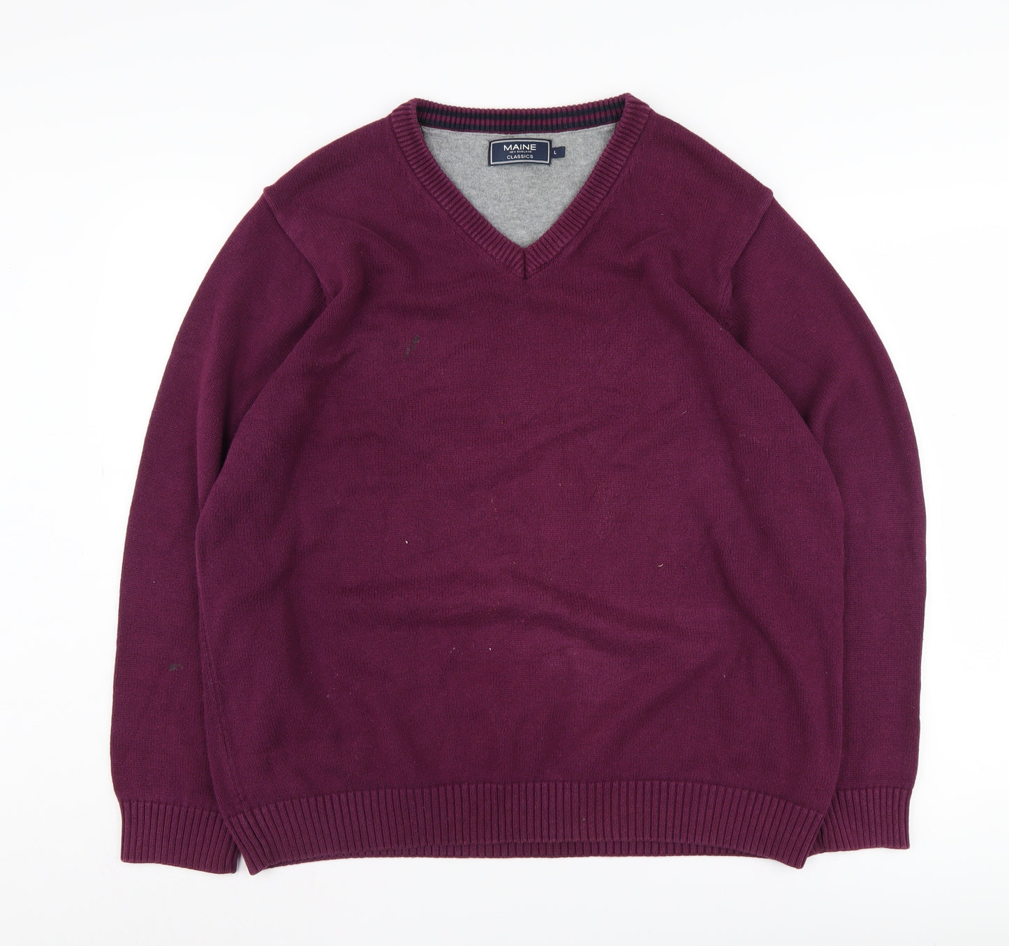 Maine New England Men's Purple V-Neck Jumper L