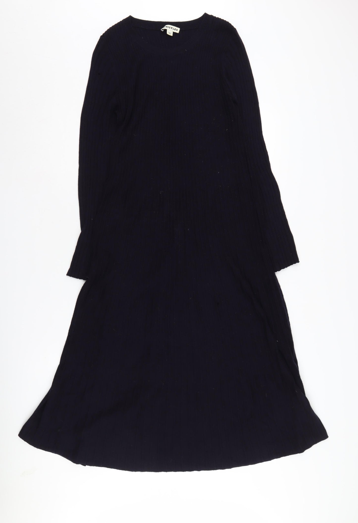Whistles Women Black Long Sleeve Midi Dress L