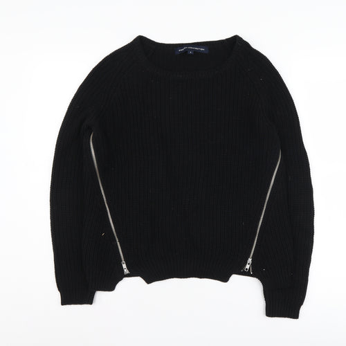 French Connection Women's Black Chunky-Knit Jumper S