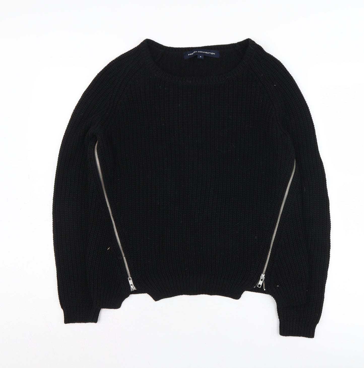 French Connection Women's Black Chunky-Knit Jumper S
