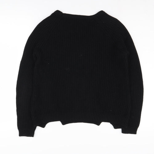 French Connection Women's Black Chunky-Knit Jumper S