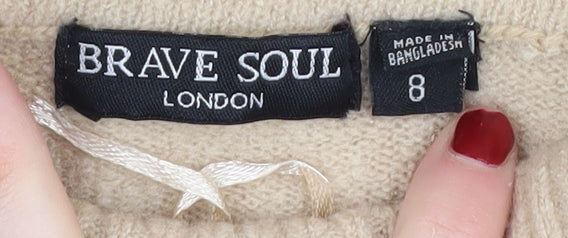 Brave Soul Women's Beige Roll Neck Pullover Jumper Size 8