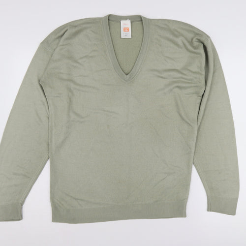 St Michael Men's Green Pullover Jumper, S, V-Neck, Vintage