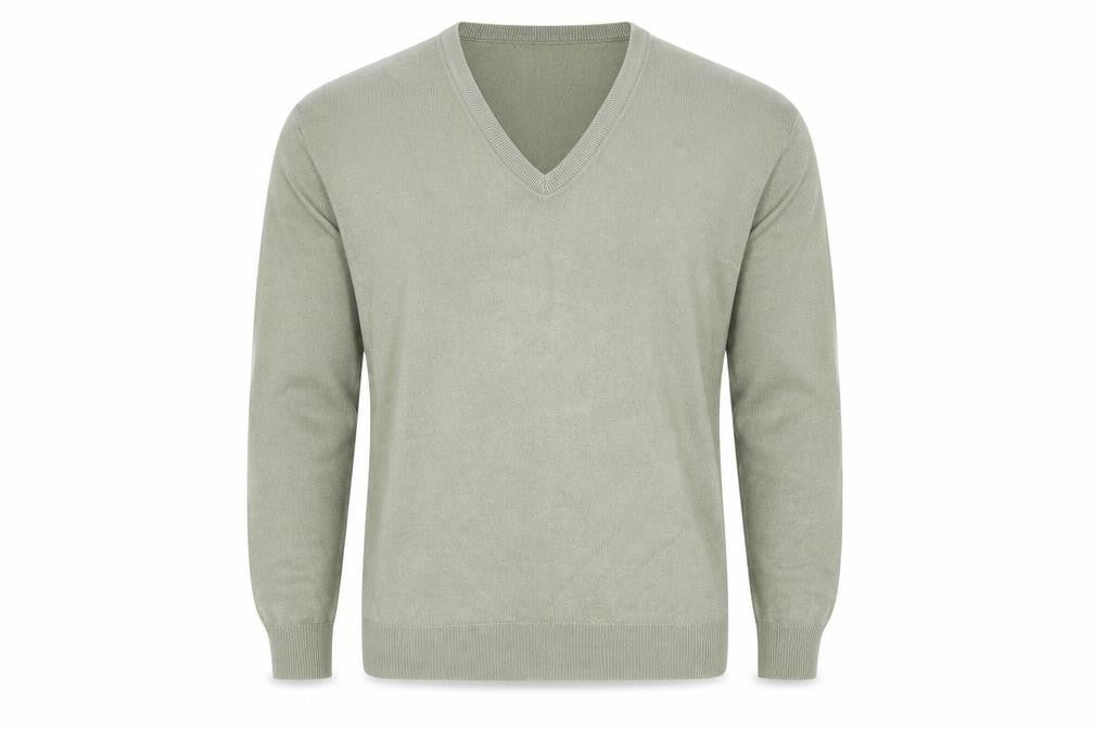 Front view of St Michael Men's Green jumper, S, V-Neck, Vintage