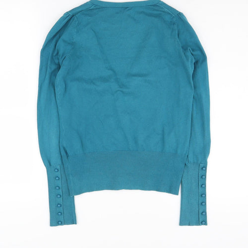 Oasis Women's Blue Cotton Cardigan Size 10 V-Neck