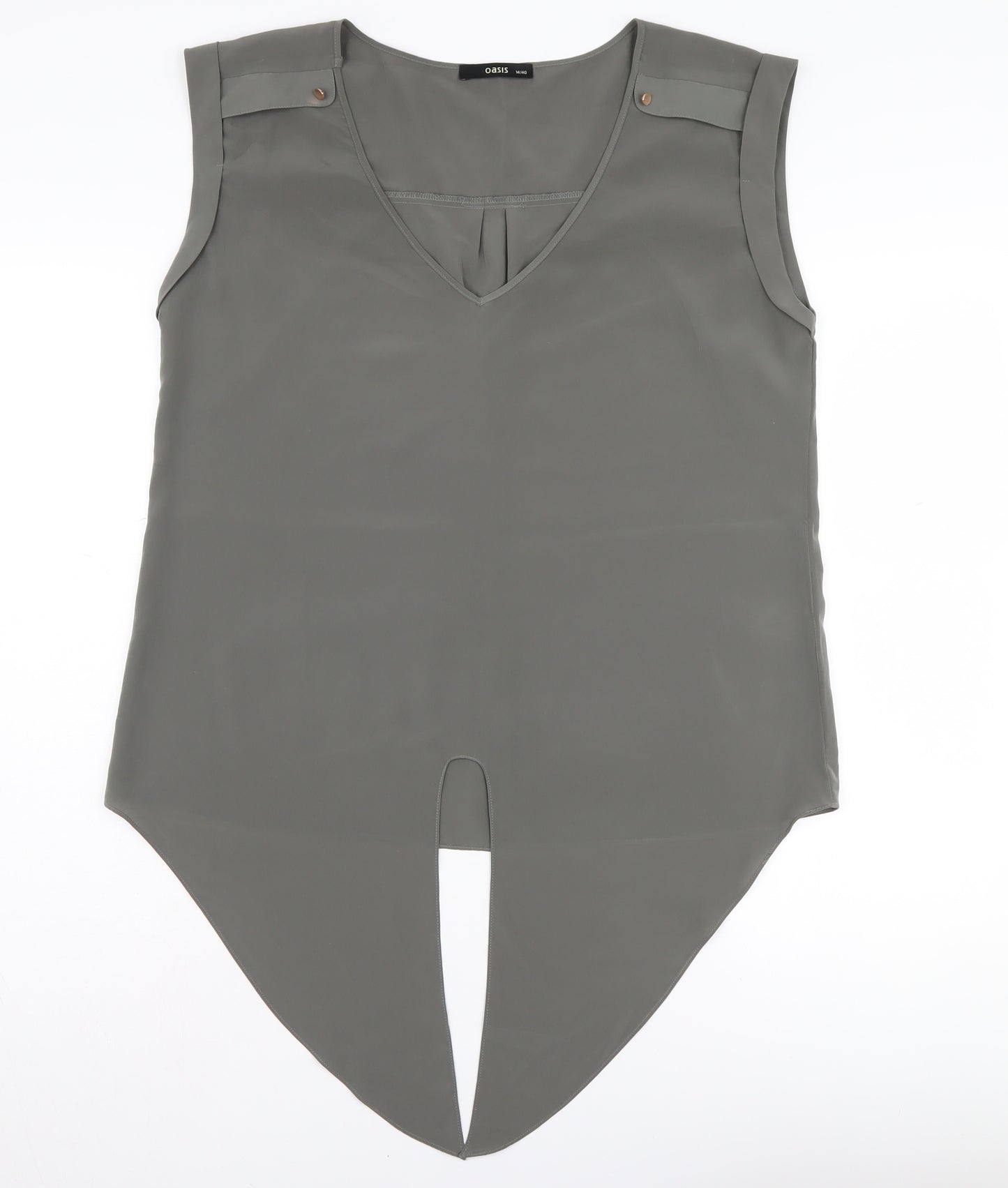 Oasis Women's Grey Sleeveless Basic Blouse Size 14