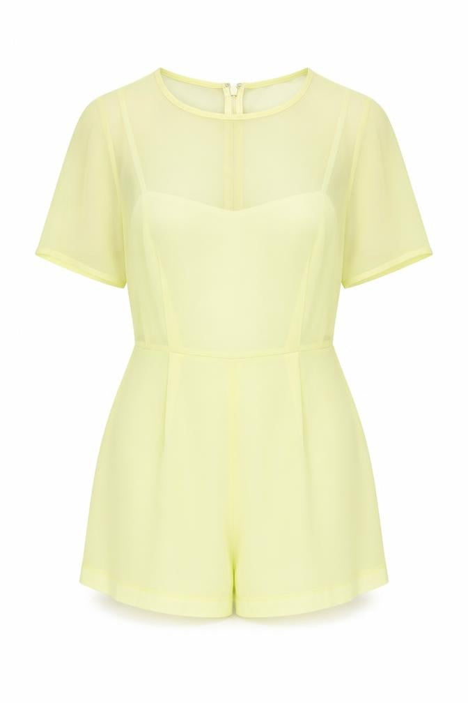 Front view of Topshop Women Yellow Playsuit, size 12