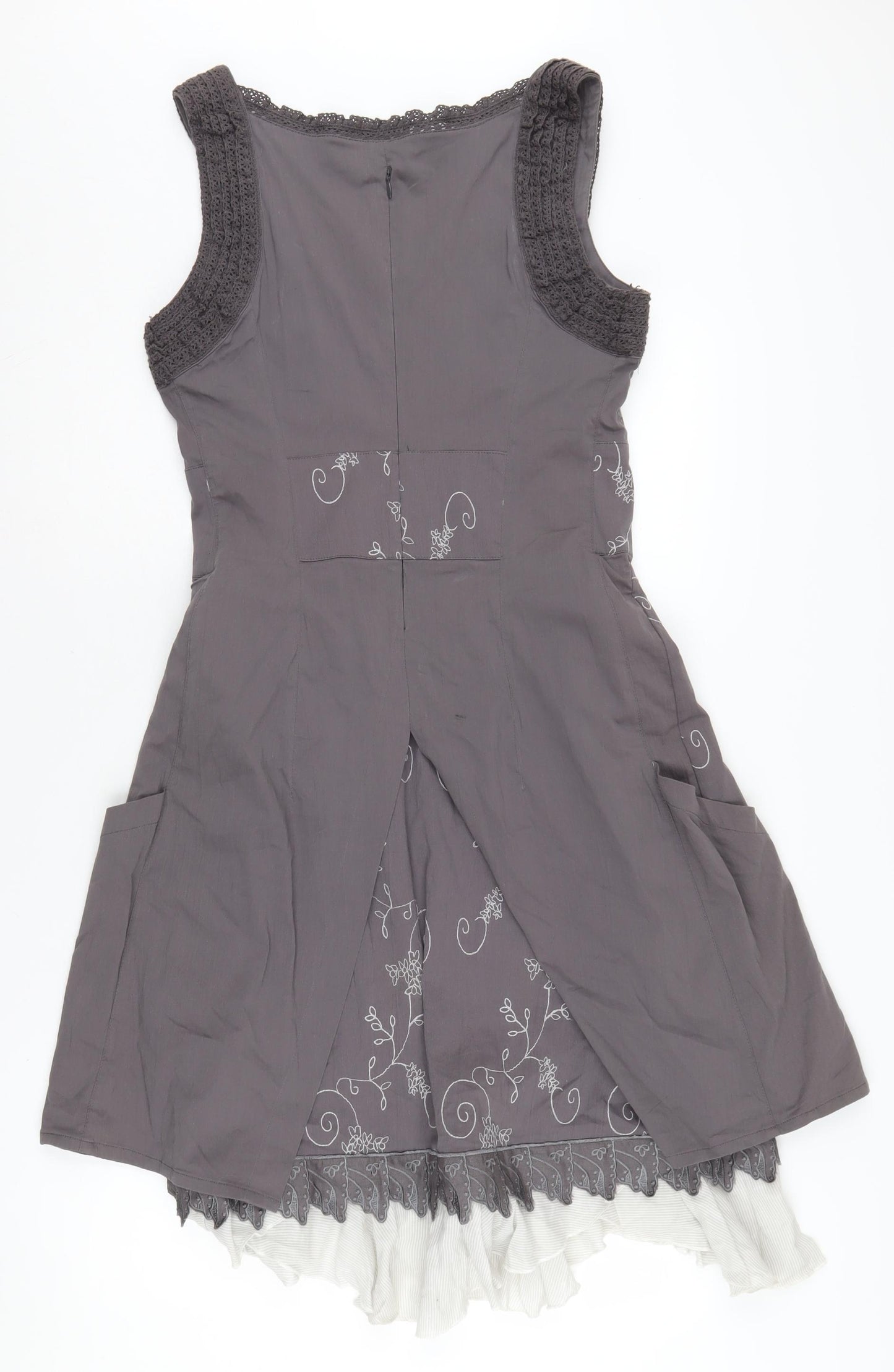 All Beautiful Grey Floral Women’s Shift Dress UK Size 10