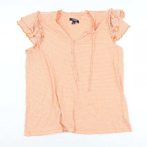 Chaps Women's Orange Striped T-Shirt, Size M