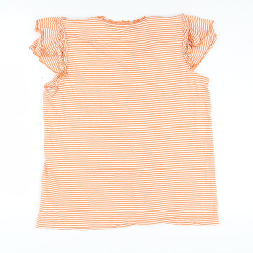 Chaps Women's Orange Striped T-Shirt, Size M