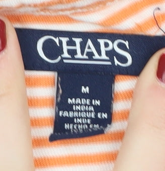 Chaps Women's Orange Striped T-Shirt, Size M