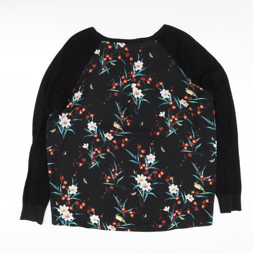Oasis Women's Black Floral Pullover Jumper, L