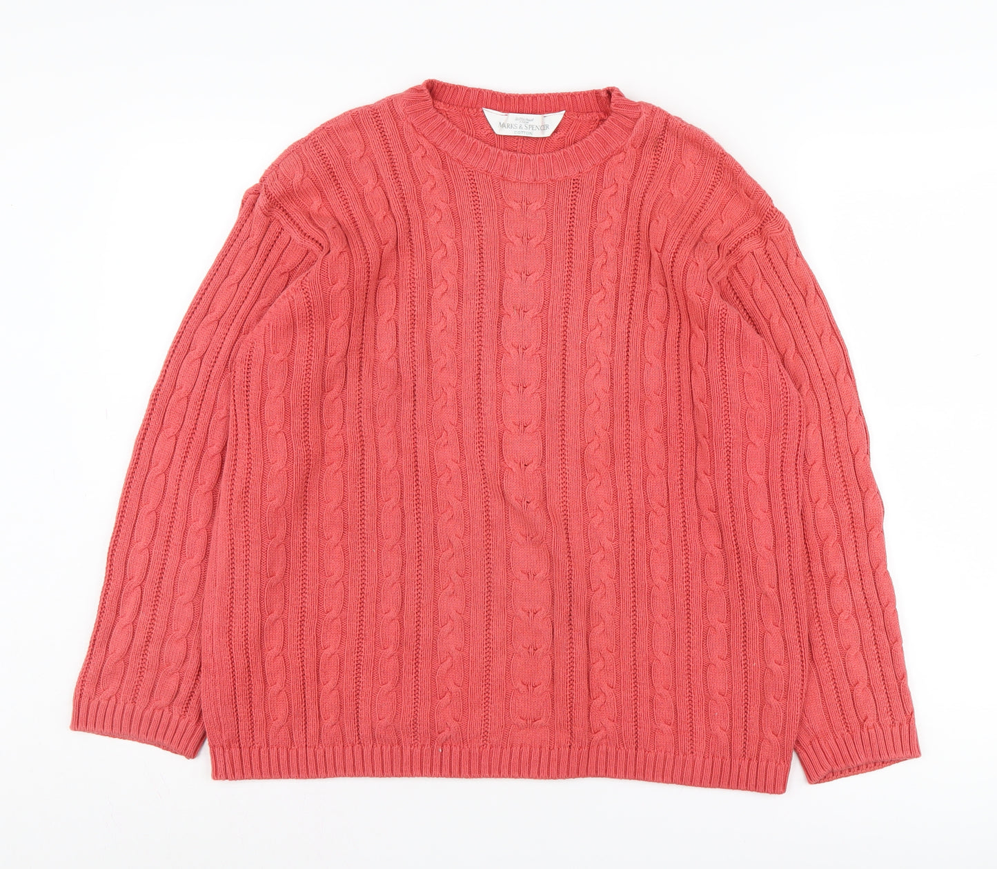 Marks and Spencer Women's Red Cotton Pullover Jumper