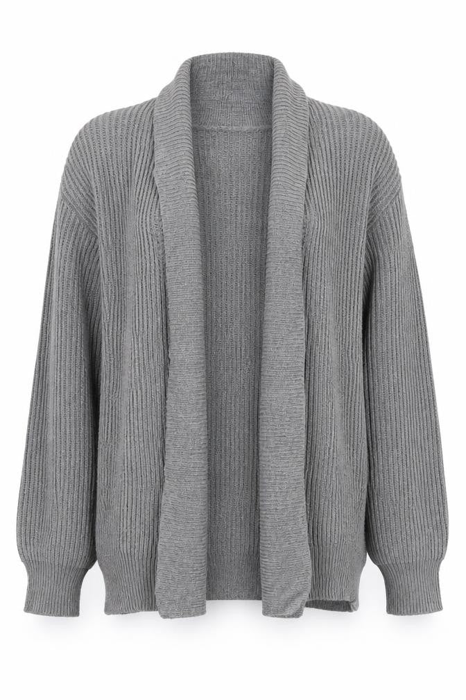 Front view of Silence + Noise Women's Grey Cardigan M, Autumn Knit