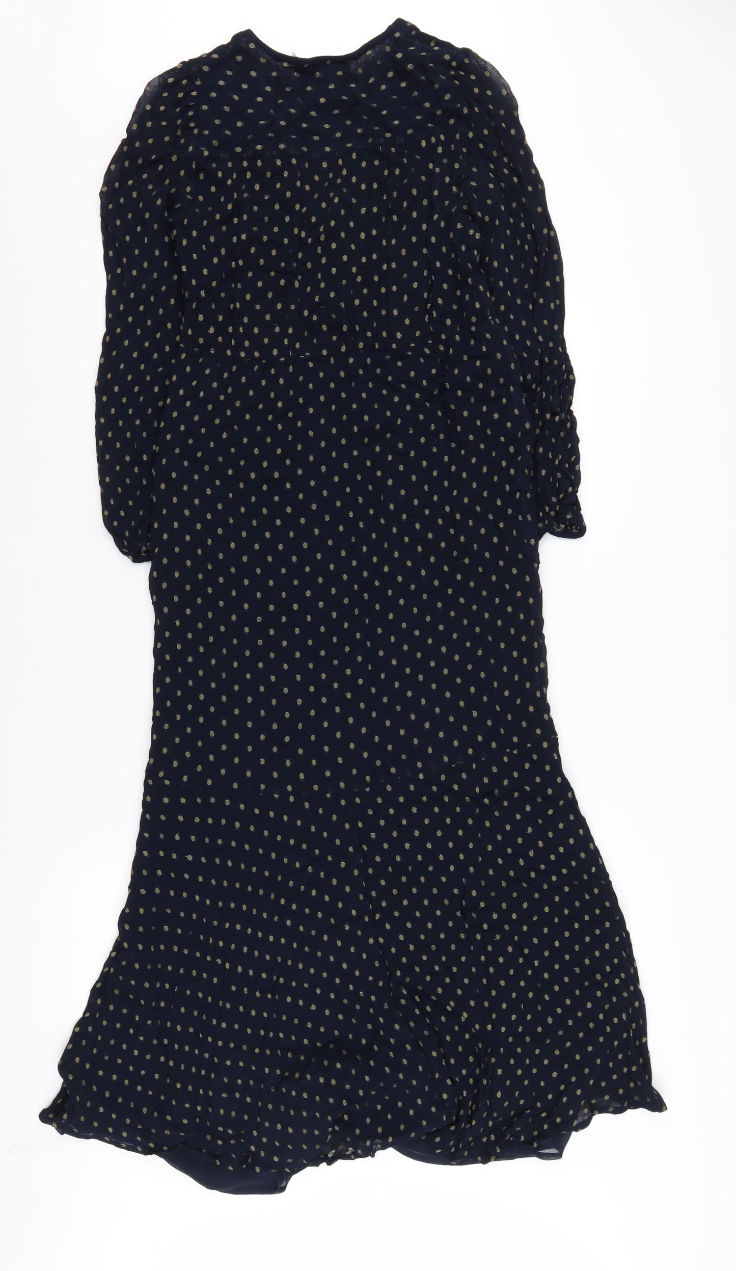 Mint Velvet Blue Polka Dot Midi Dress Size 6