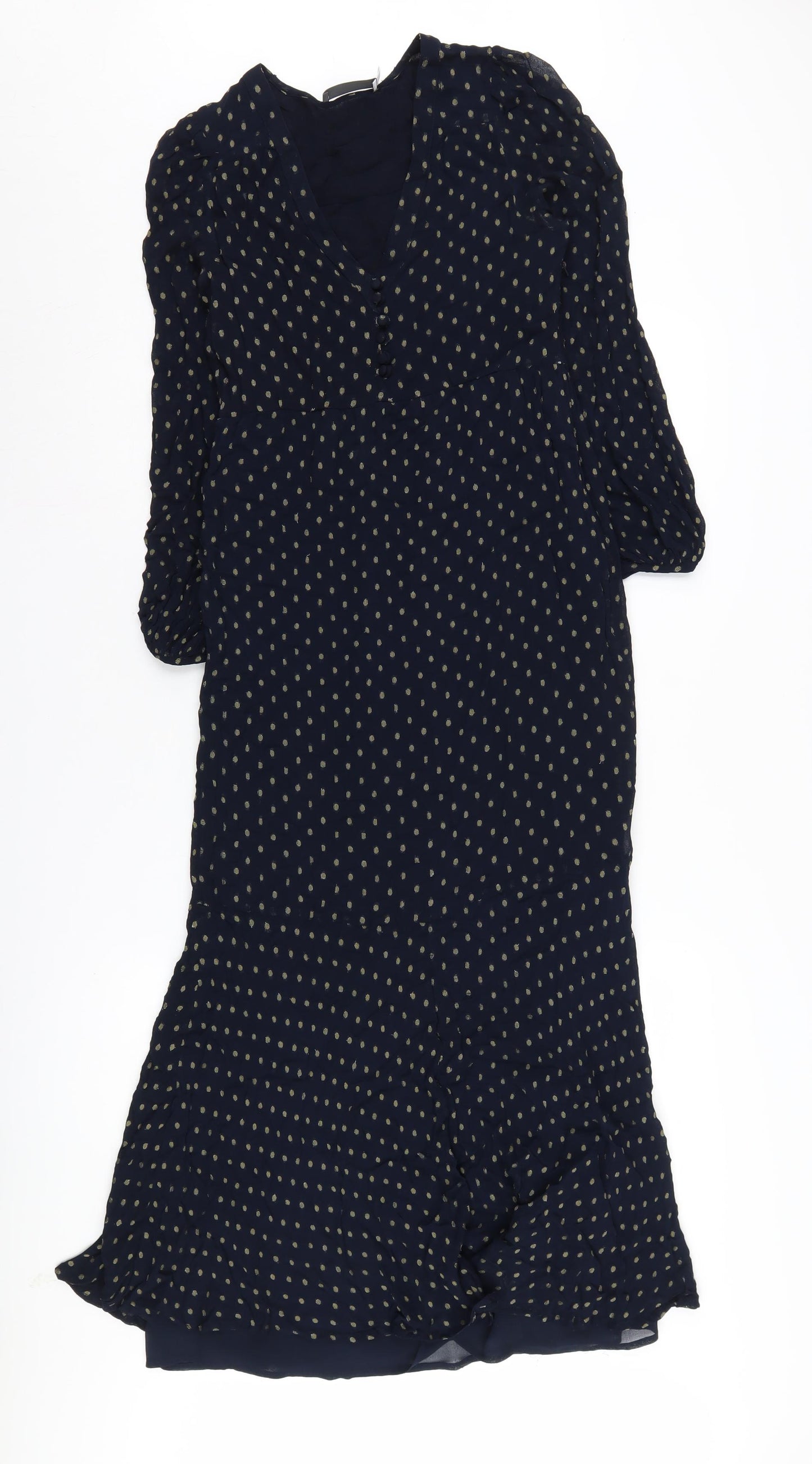Mint Velvet Blue Polka Dot Midi Dress Size 6