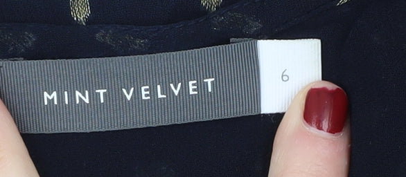 Mint Velvet Blue Polka Dot Midi Dress Size 6