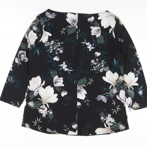 Lipsy Women's Black Floral Tunic Blouse, Size 12