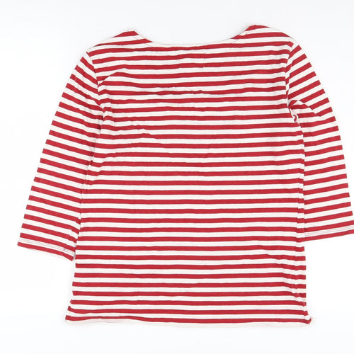 Seasalt Women's Red Striped 3/4 Sleeve Top Size 12