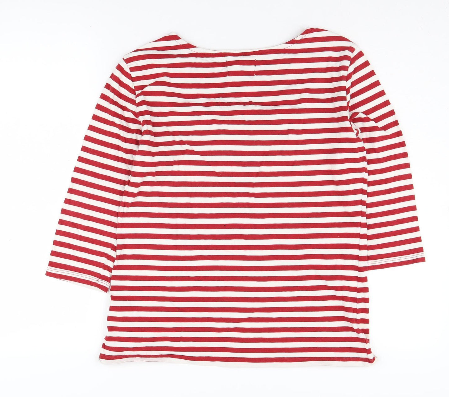 Seasalt Women's Red Striped 3/4 Sleeve Top Size 12