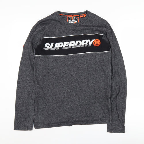 Superdry Men's XS Grey Long Sleeve Logo T-Shirt