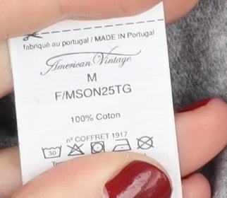 American Vintage Women's Grey M Basic Cotton T-Shirt