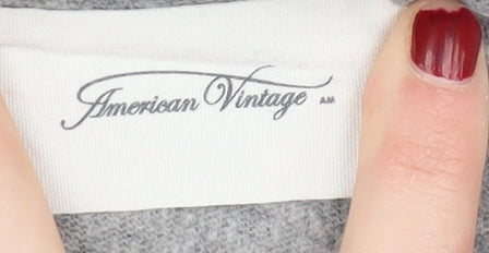 American Vintage Women's Grey M Basic Cotton T-Shirt