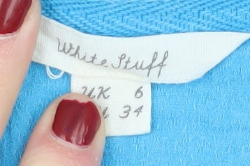 White Stuff Women's Blue V-Neck T-Shirt Size 6