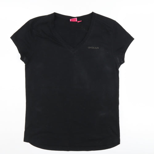 LA Gear Women's Black V-Neck T-Shirt Size 10