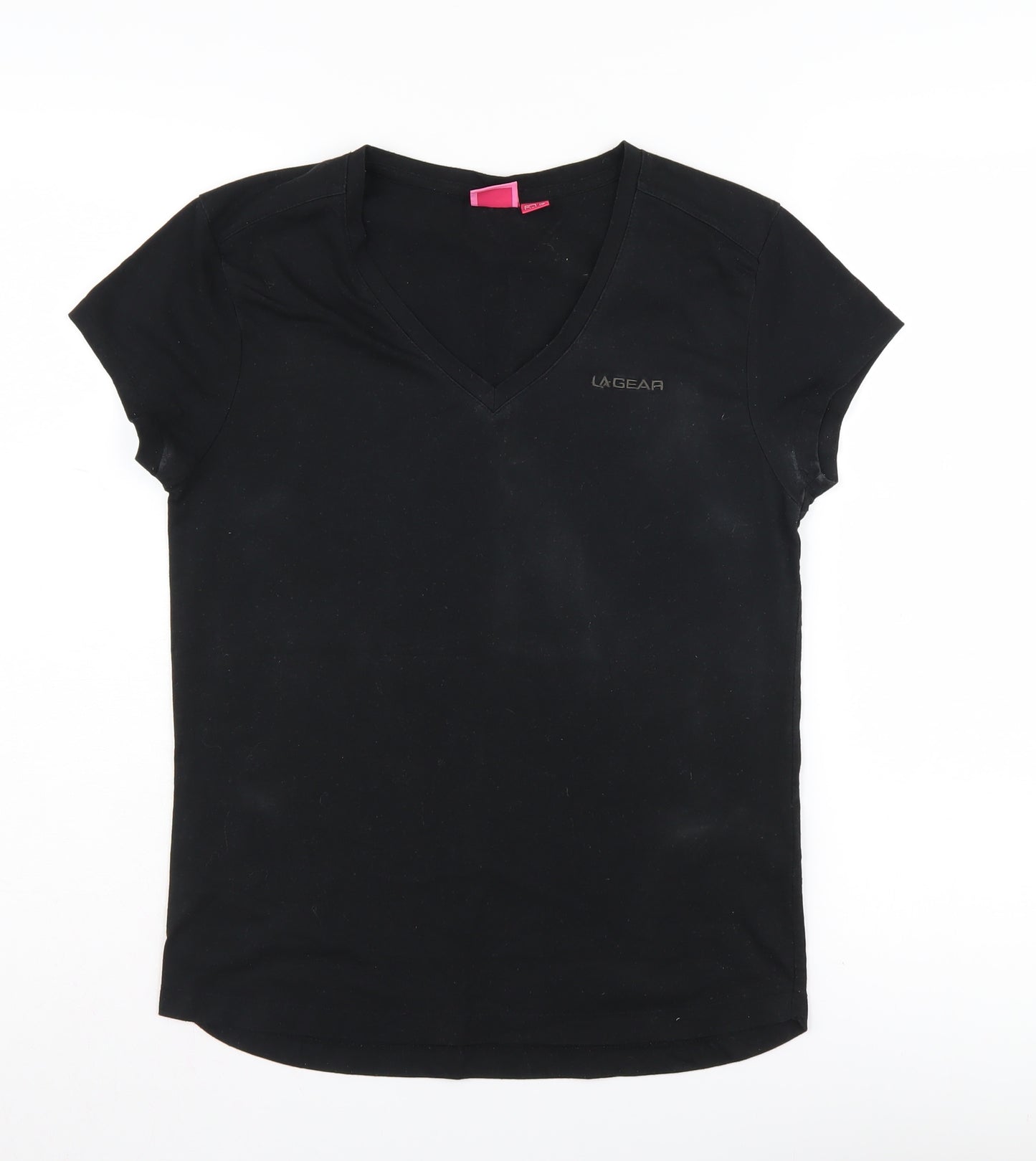 LA Gear Women's Black V-Neck T-Shirt Size 10