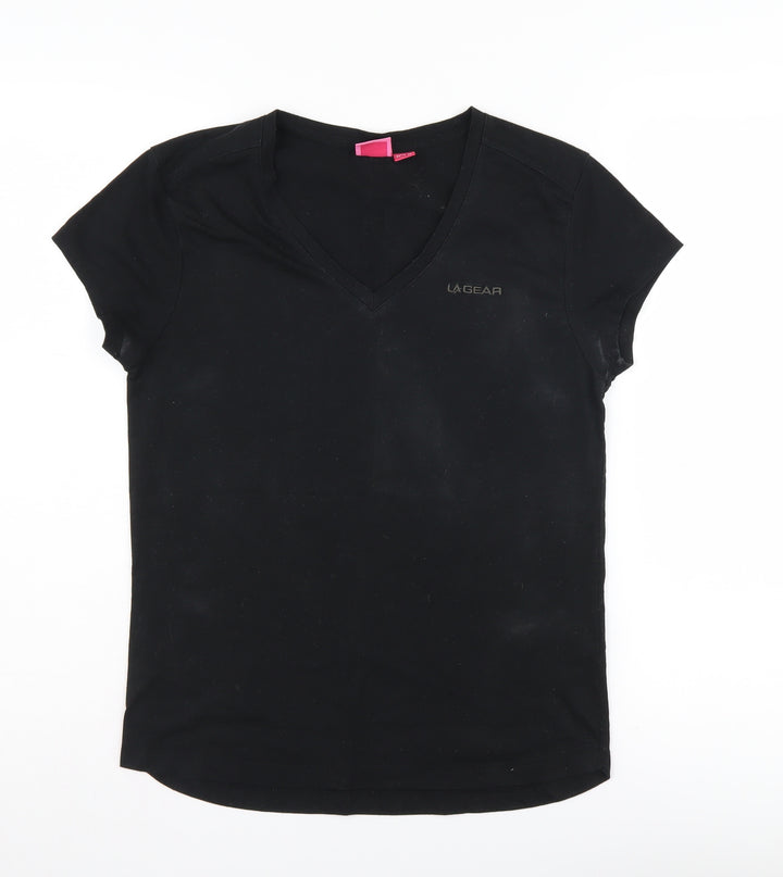 LA Gear Women's Black V-Neck T-Shirt Size 10