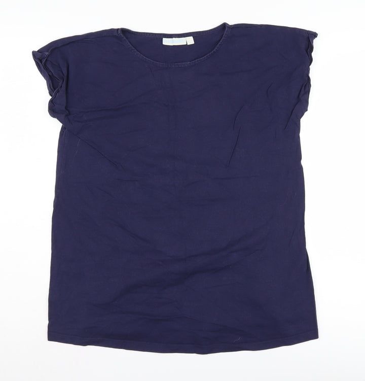 JoJo Maman Bébé Women's Blue Cotton T-Shirt S