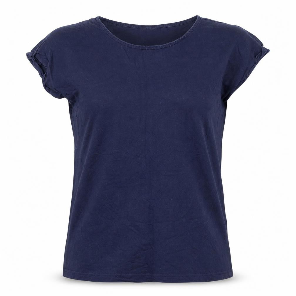 Front view of JoJo Maman Bébé Women's Blue Cotton T-Shirt S