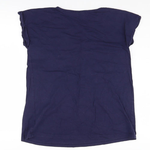 JoJo Maman Bébé Women's Blue Cotton T-Shirt S
