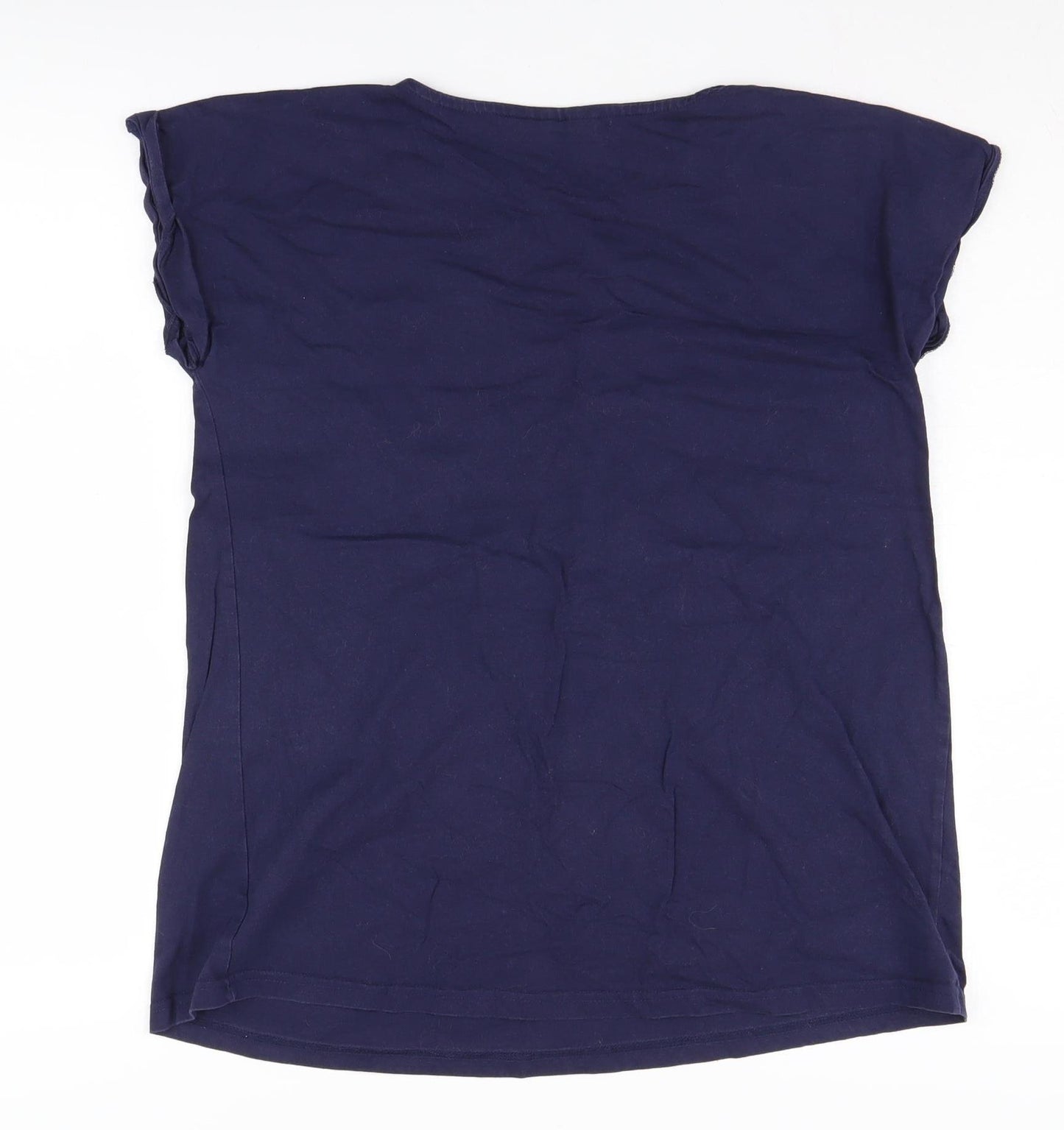 JoJo Maman Bébé Women's Blue Cotton T-Shirt S