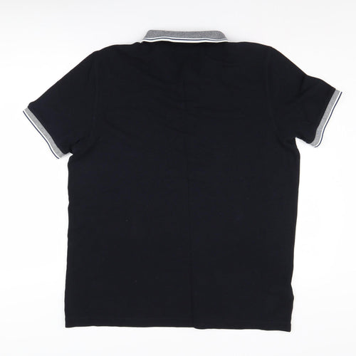 Fred Perry Men's Black Polo Shirt, XL, Collared Logo
