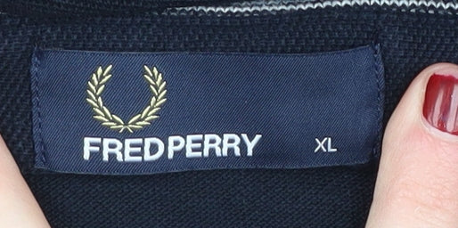 Fred Perry Men's Black Polo Shirt, XL, Collared Logo