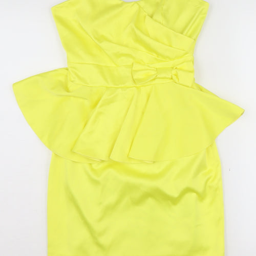 Bay Women's Yellow Strapless Peplum Pencil Dress - Size 6