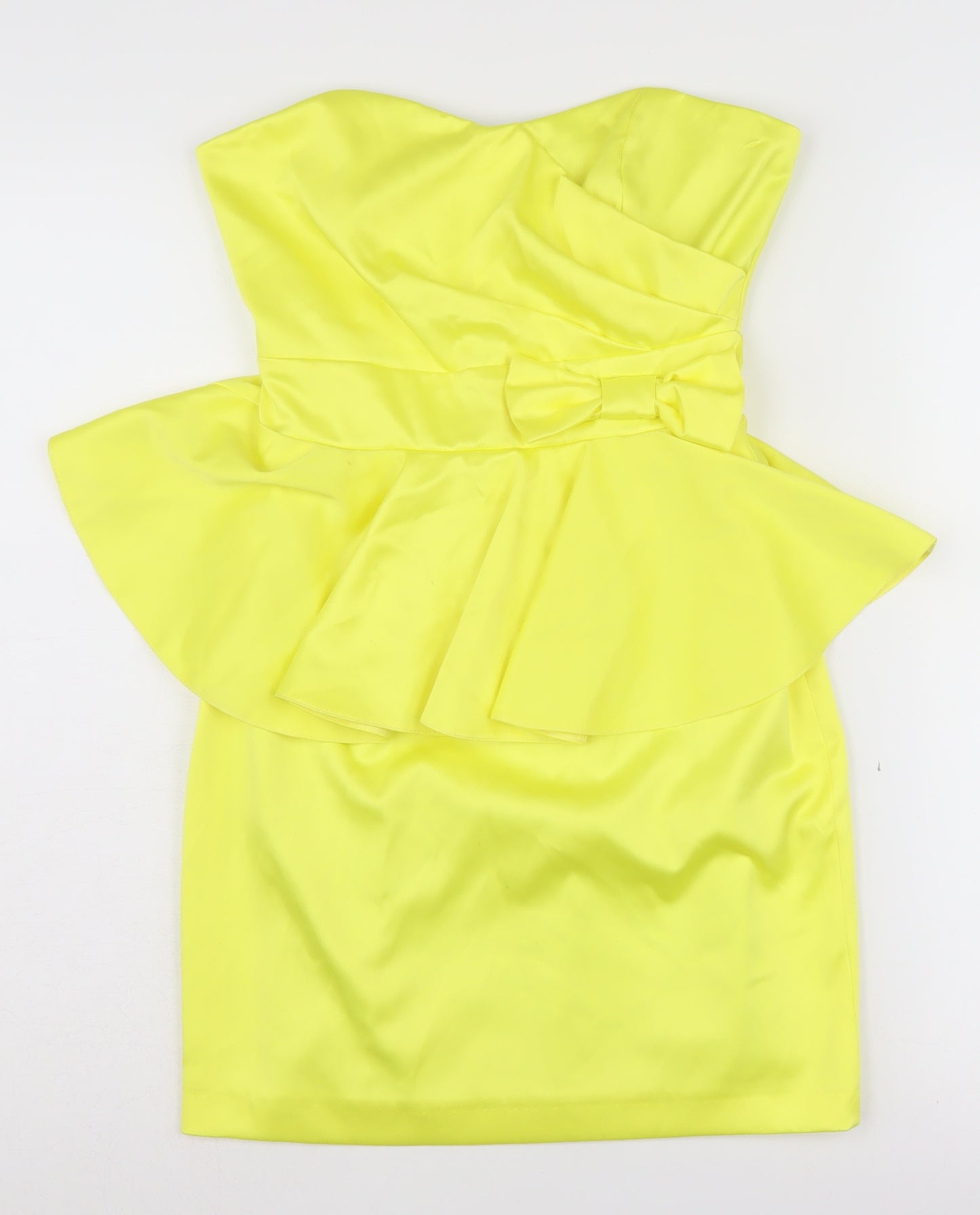 Bay Women's Yellow Strapless Peplum Pencil Dress - Size 6
