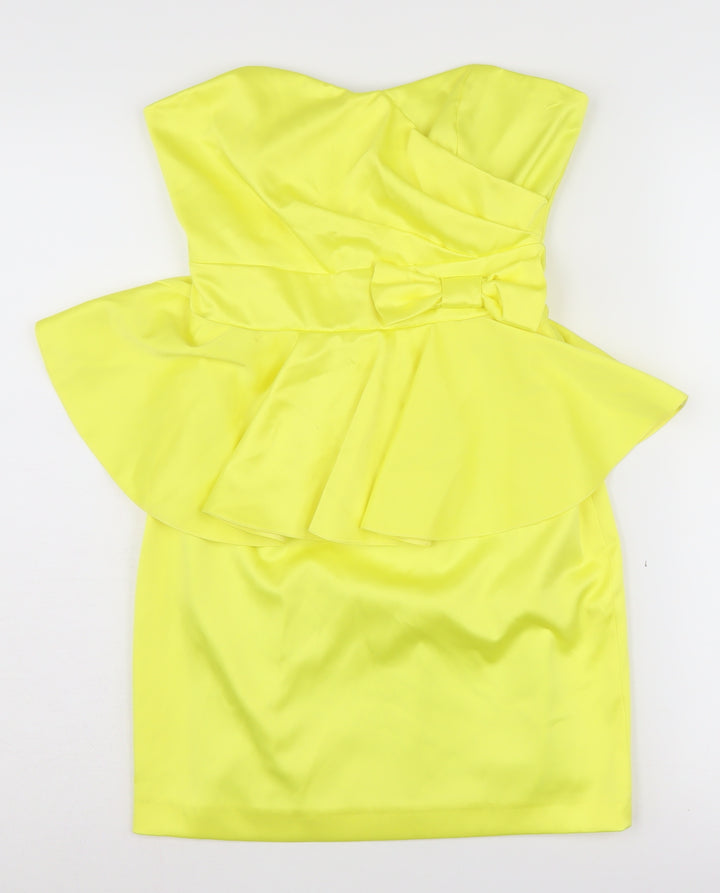 Bay Women's Yellow Strapless Peplum Pencil Dress - Size 6