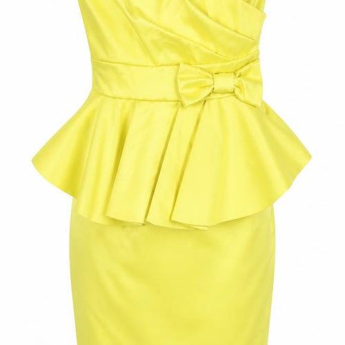 Bay Women's Yellow Strapless Peplum Pencil Dress - Size 6