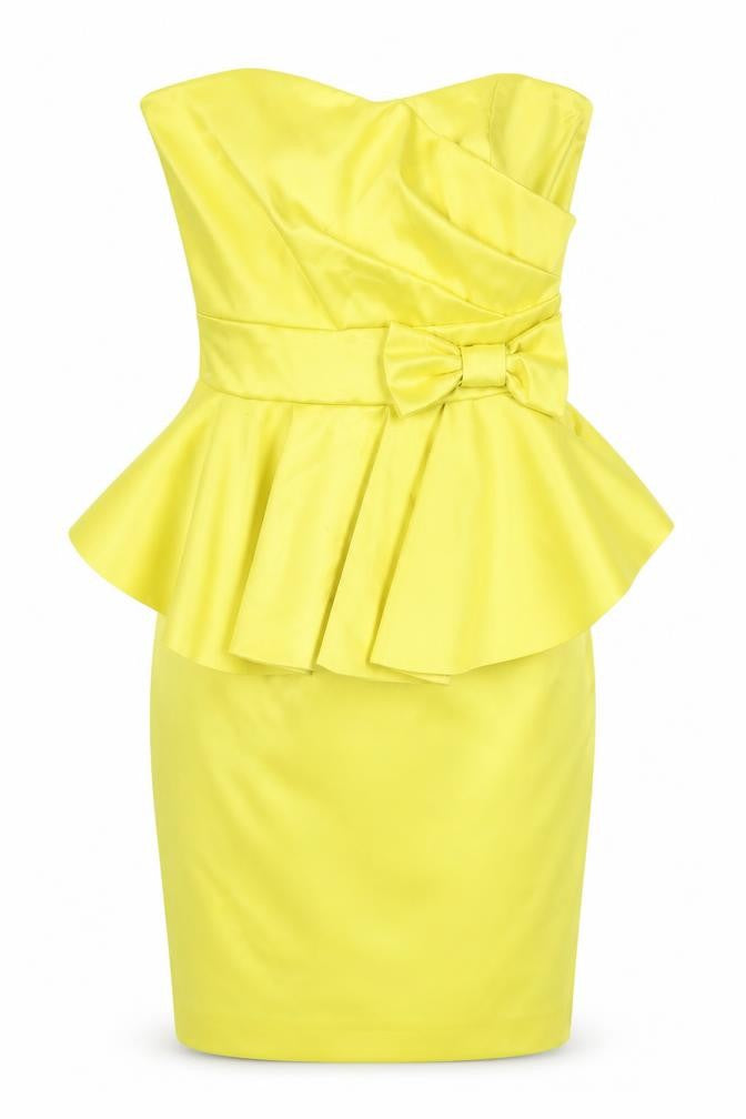 Bay Women's Yellow Strapless Peplum Pencil Dress - Size 6