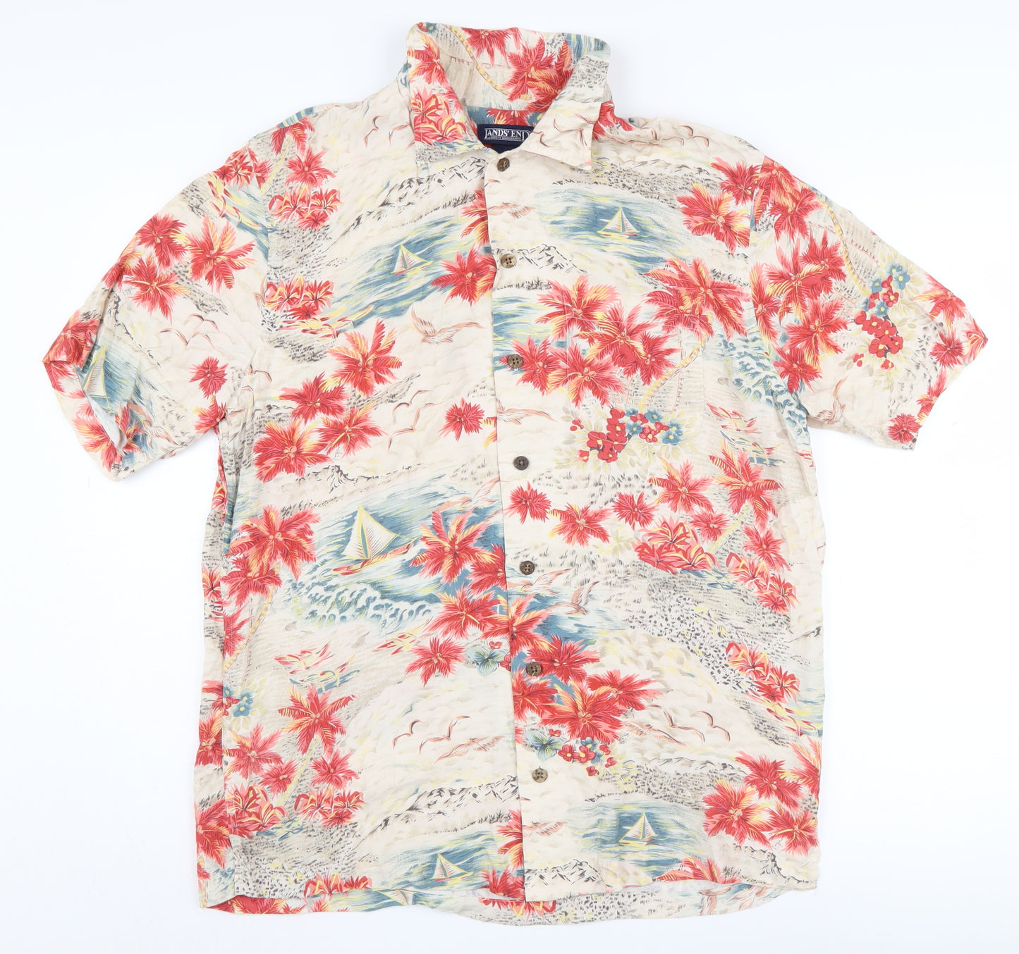 Lands' End Men's Multicoloured Hawaiian Shirt M
