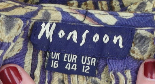 Monsoon Women's Multicoloured Geometric Cotton Dress Size 16