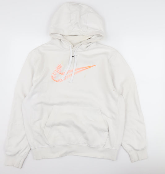 Nike Women's White Medium Hoodie with Logo