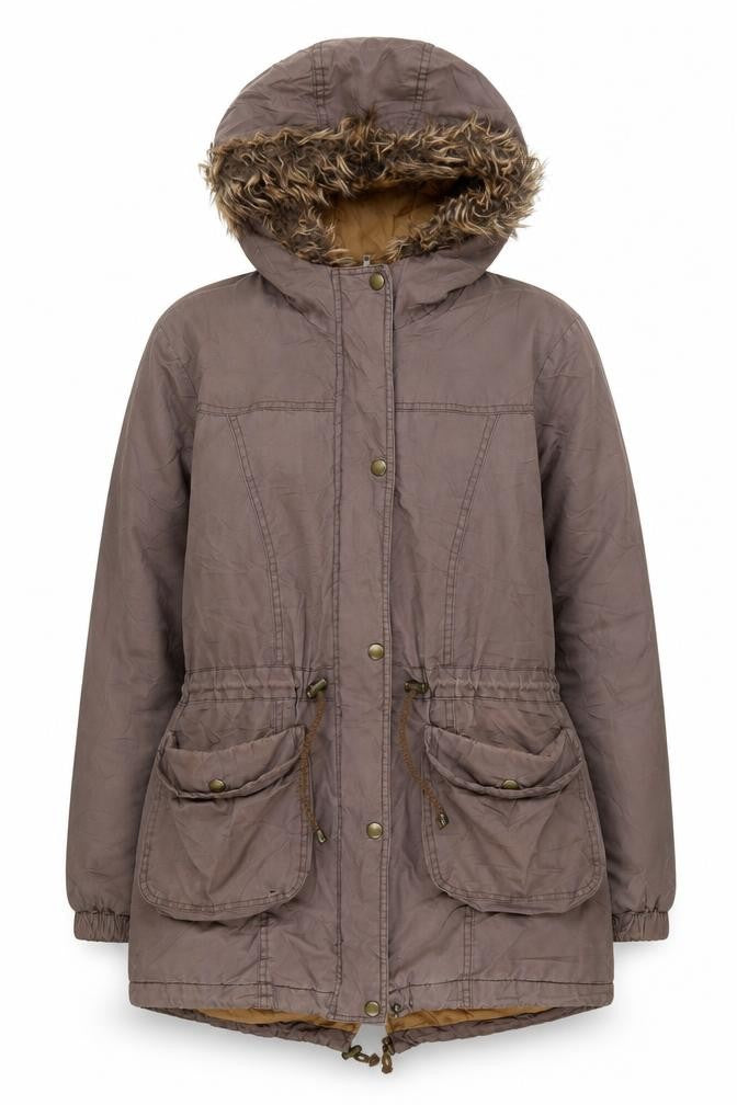 Front view of Outerwear Premium Collection Women's Brown Parka Jacket