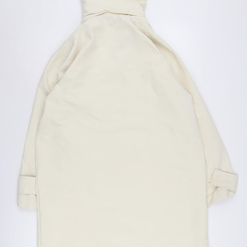 Zara Women's Ivory Hooded Rain Coat Size 12